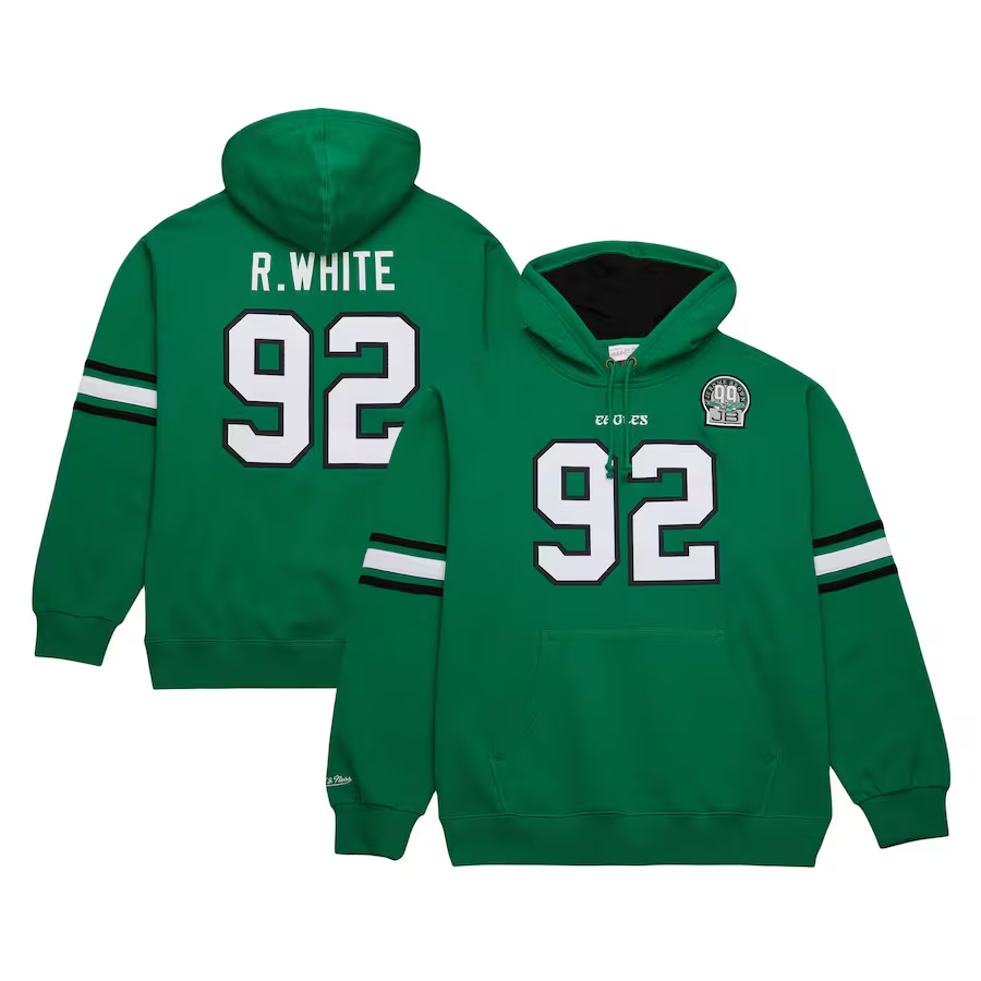 Men Philadelphia Eagles #92 R White green Hoodie 0819->philadelphia eagles->NFL Jersey